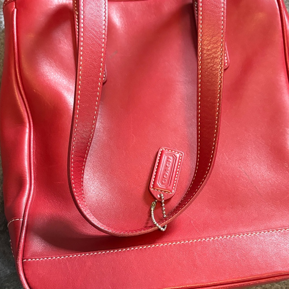 Coach Red Leather Tote Bag - Picture 12 of 16